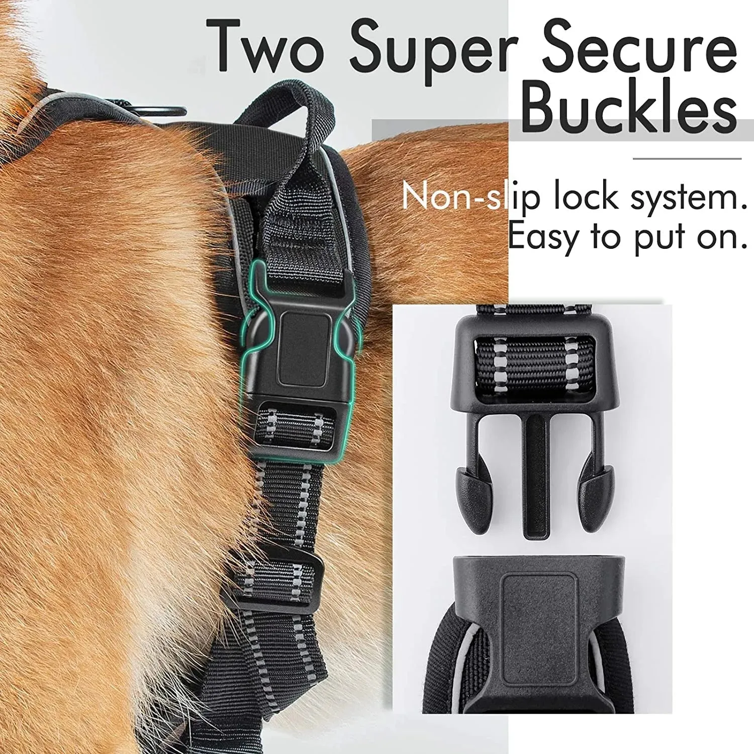 No-Pull Pet Harness with 2 Leash Clips