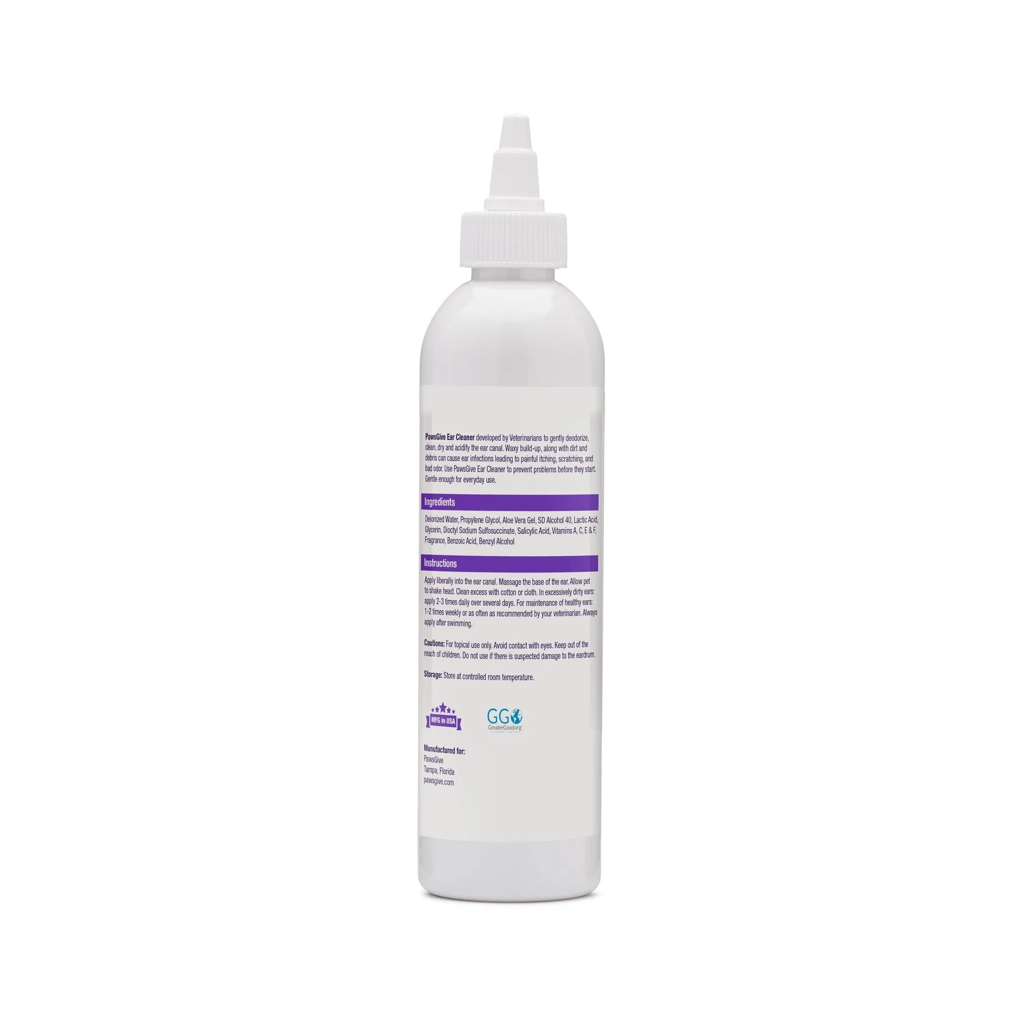 PawsGive Ear Cleaner for Dogs and Cats, Cucumber Melon - 8oz