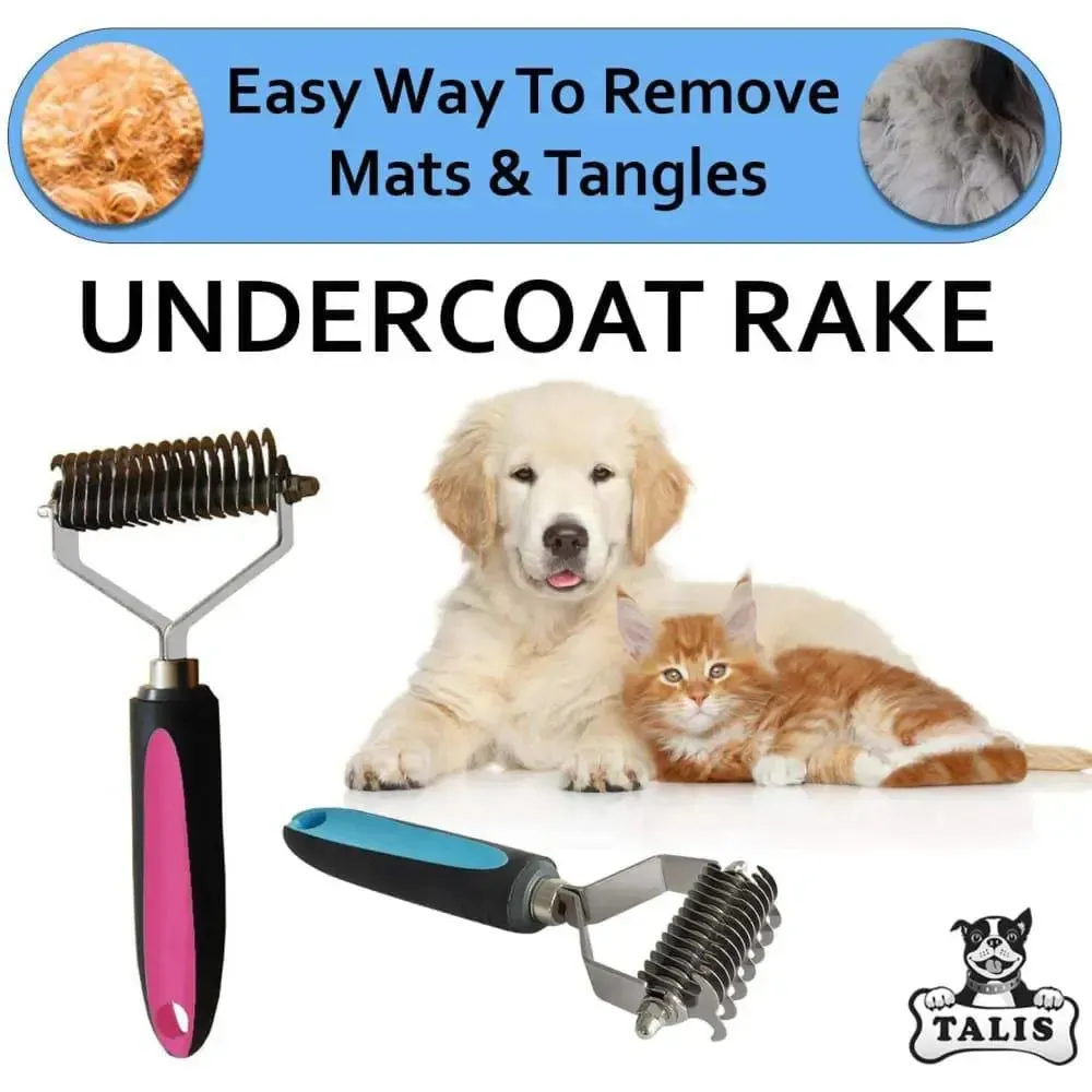 Pet Dematting Comb Grooming Tool Undercoat Rake - 2 Sided Stainless