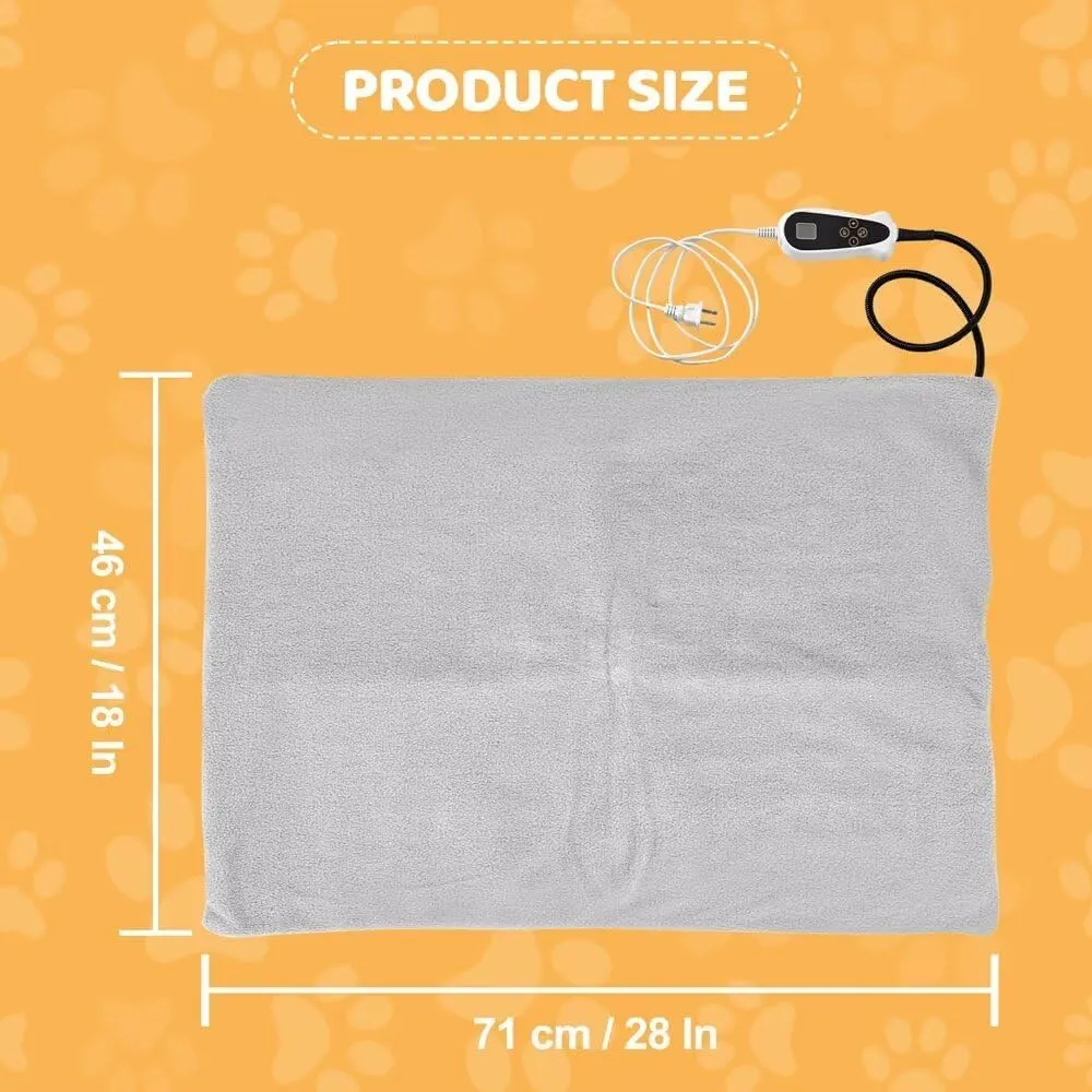 Pet Heating Pad for Cats Dogs with Timer Temperature Adjustable, Electric Heating Mat Indoor, Adjustable Warming Mat, Waterproof Heated Bed with Chew Resistant Steel CordPet Heated Mat