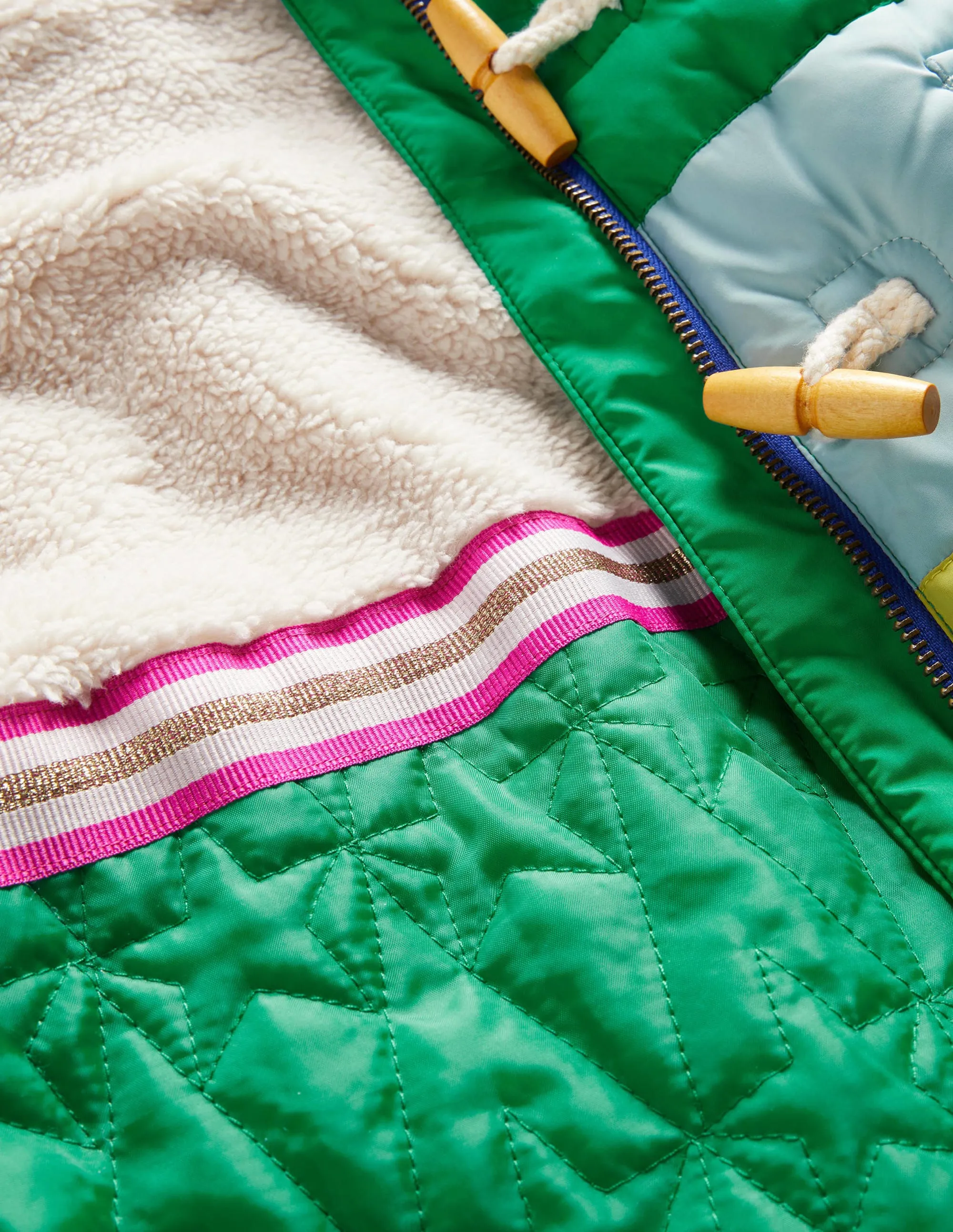 Rainbow Fleece-Lined Hooded Puffer Jacket-Multi Rainbow
