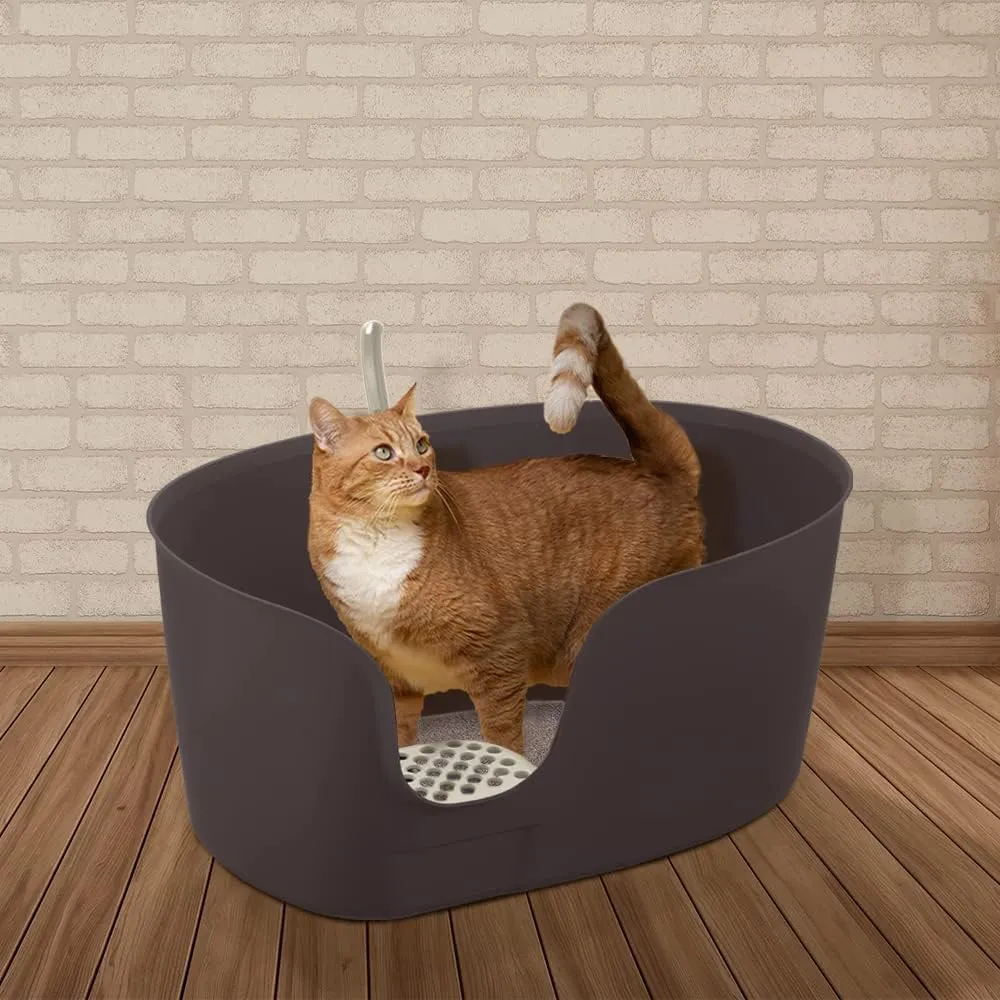 Richell 60037 Paw Trax High Wall Cat Litter Box - Brown - Extra Large