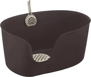 Richell 60037 Paw Trax High Wall Cat Litter Box - Brown - Extra Large