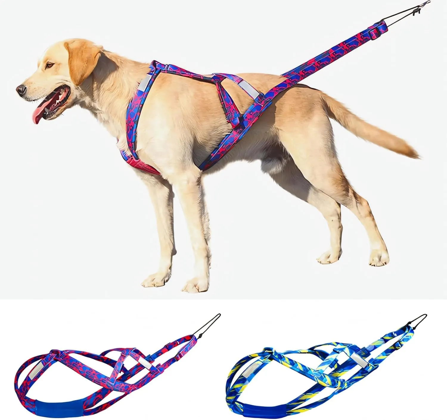 Sled Dog Chest and Back Harness, Suitable for Medium and Large Dogs, Husky Alaskan Snowboard Leash Traction Rope, Dog Weight Pulling Safety Belt (Red, L)