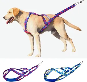Sled Dog Chest and Back Harness, Suitable for Medium and Large Dogs, Husky Alaskan Snowboard Leash Traction Rope, Dog Weight Pulling Safety Belt (Red, L)