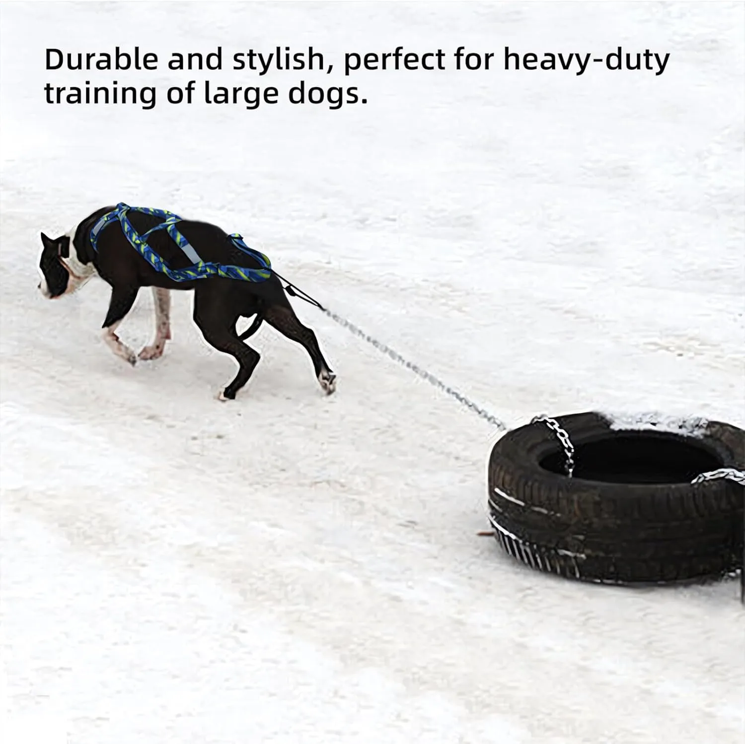 Sled Dog Chest and Back Harness, Suitable for Medium and Large Dogs, Husky Alaskan Snowboard Leash Traction Rope, Dog Weight Pulling Safety Belt (Red, L)