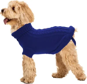 Small Dog Sweaters Winter Puppy Sweater Knit Sweater for Pet Warm Solid Dog Coat for Cold Weather (Dark Blue, Medium)