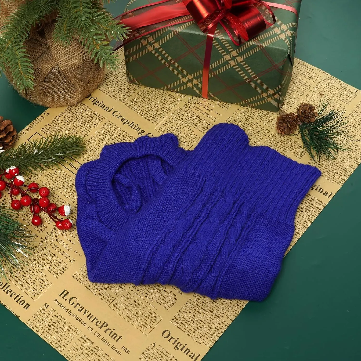 Small Dog Sweaters Winter Puppy Sweater Knit Sweater for Pet Warm Solid Dog Coat for Cold Weather (Dark Blue, Medium)