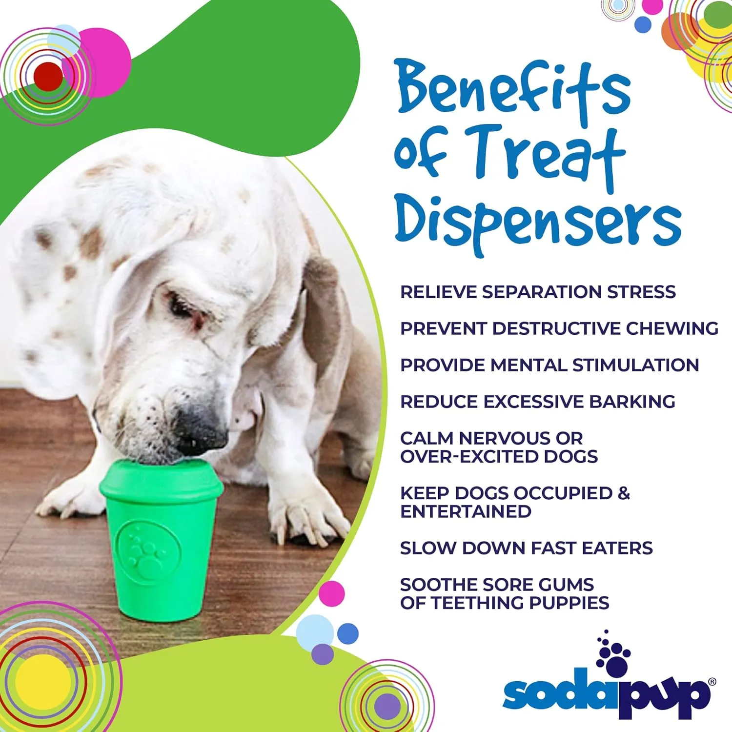 SodaPup Coffee Cup  Durable Dog Treat Dispenser & Chew Toy Made in USA from Non-Toxic, Pet Safe, Food Safe Natural Rubber Material for Mental Stimulation, Problem Chewing, Calming Nerves, & More