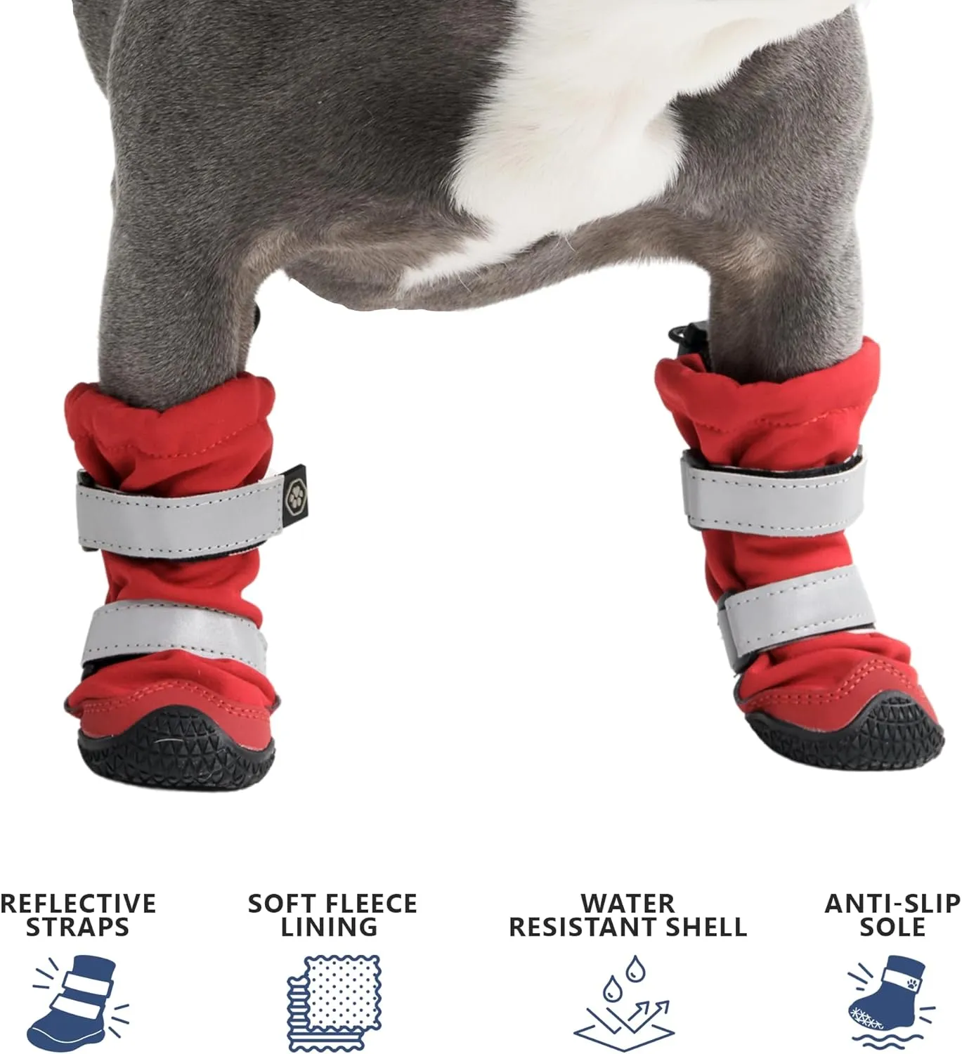 Spark Paws Water-Resistant Dog Boots for Medium Large Dogs, Anti-Slip Dog Shoe Booties Paw Protector for Rain Snow Hiking Reflective Straps 4PCS - Red, C