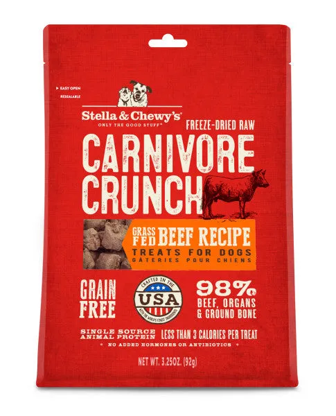 Stella & Chewy's Carnivore Crunch Dog Treats, Beef Recipe, 3.25-oz Bag