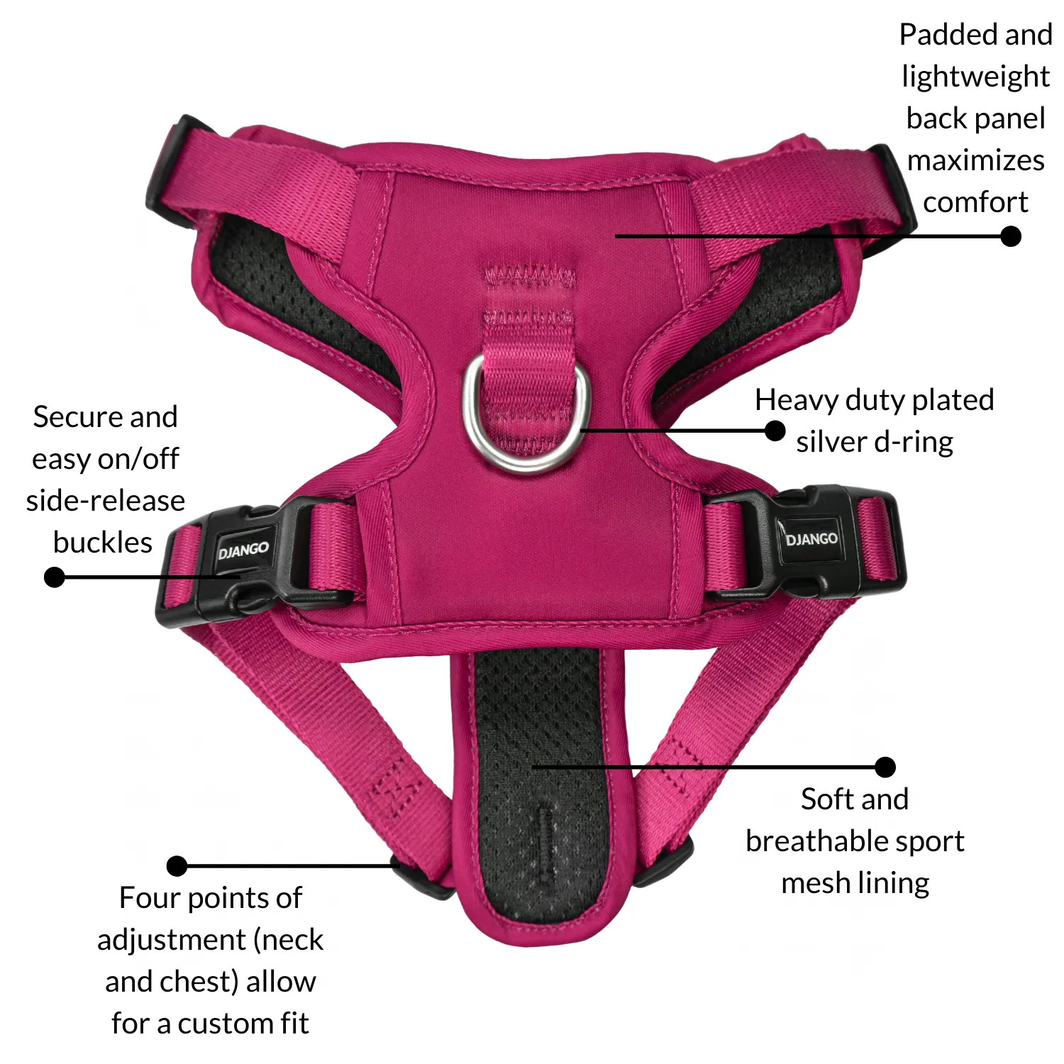 Tahoe No Pull Dog Harness - Hibiscus Pink