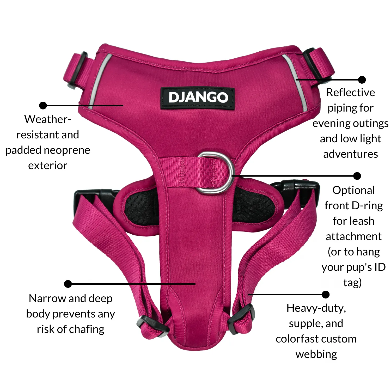 Tahoe No Pull Dog Harness - Hibiscus Pink