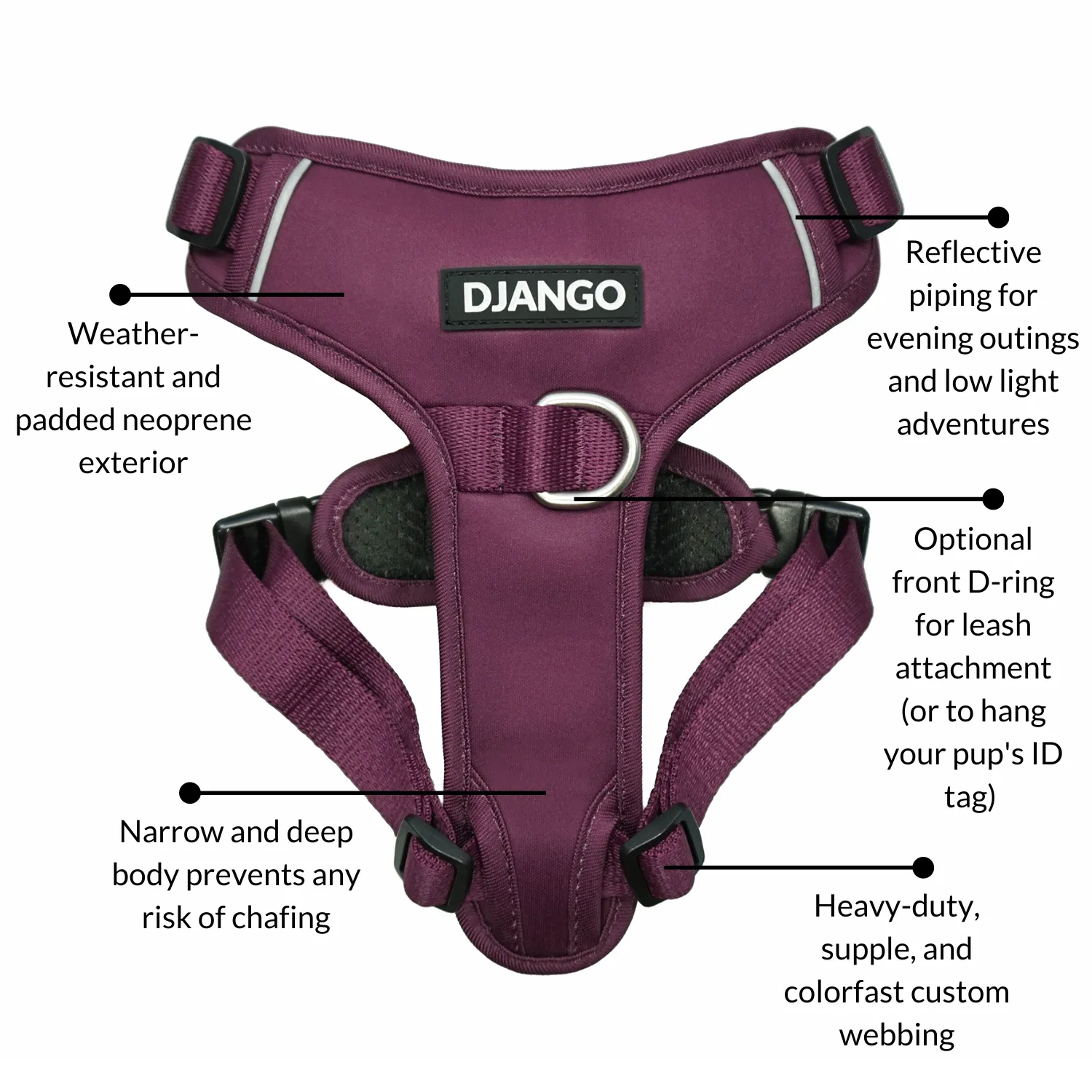 Tahoe No Pull Dog Harness - Raspberry Purple