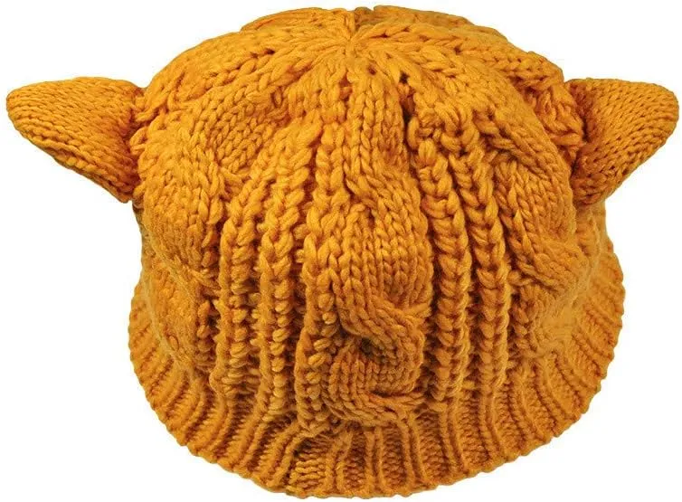 umbresen Cute Woollike Knitted CAT Kitty Ears Women Lady Girl Headgear Crochet Christmas Hats