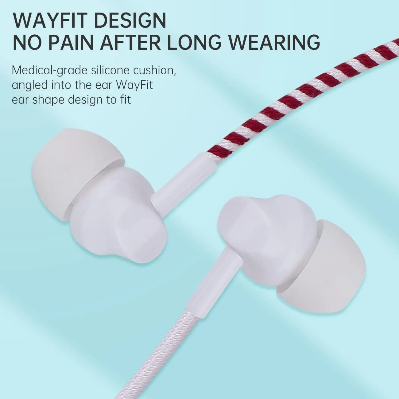 URIZONS Cute Colorful Braided in-Ear Headphones - 3.5 Wired Tangle Free Earbuds No Tangle Eaphones with mic for Sport/Gaming/Music