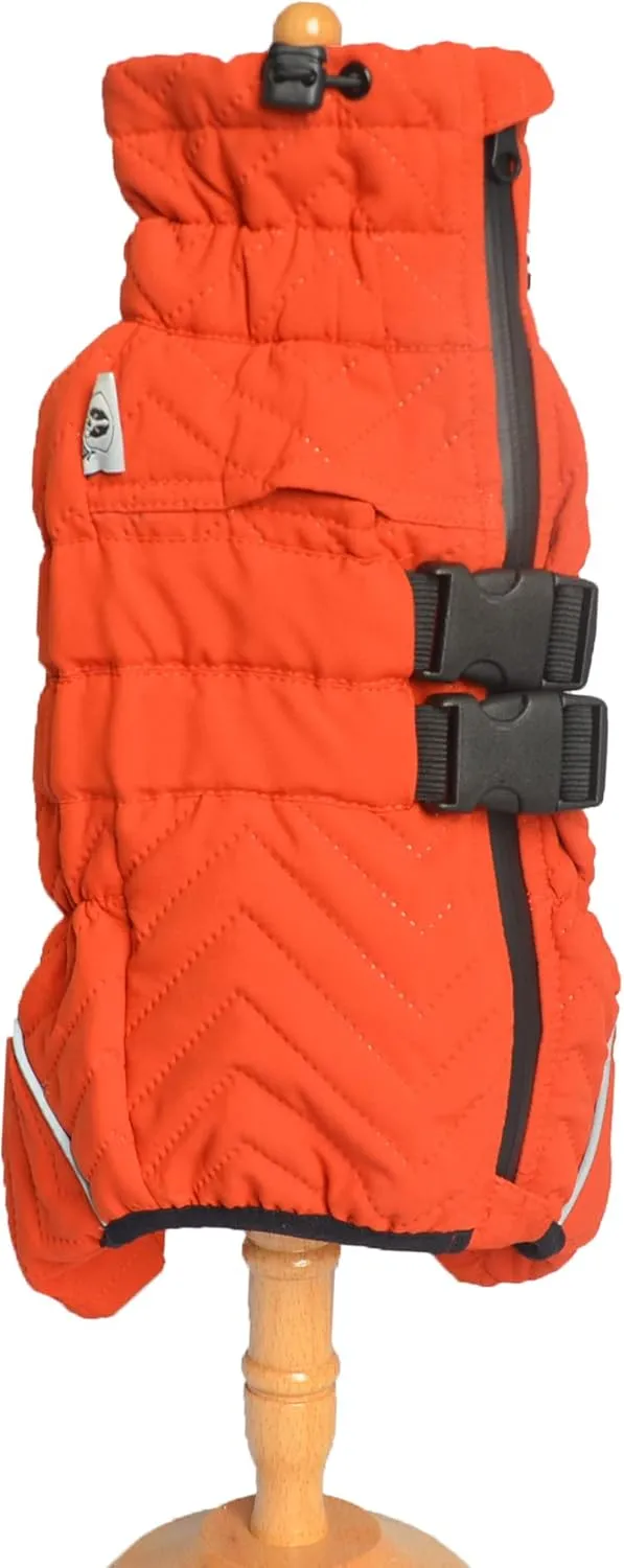 Warm Dog Coat Double Layers Dog Vest, 4 Legs Covered Windproof Waterproof Reflective, Orange M