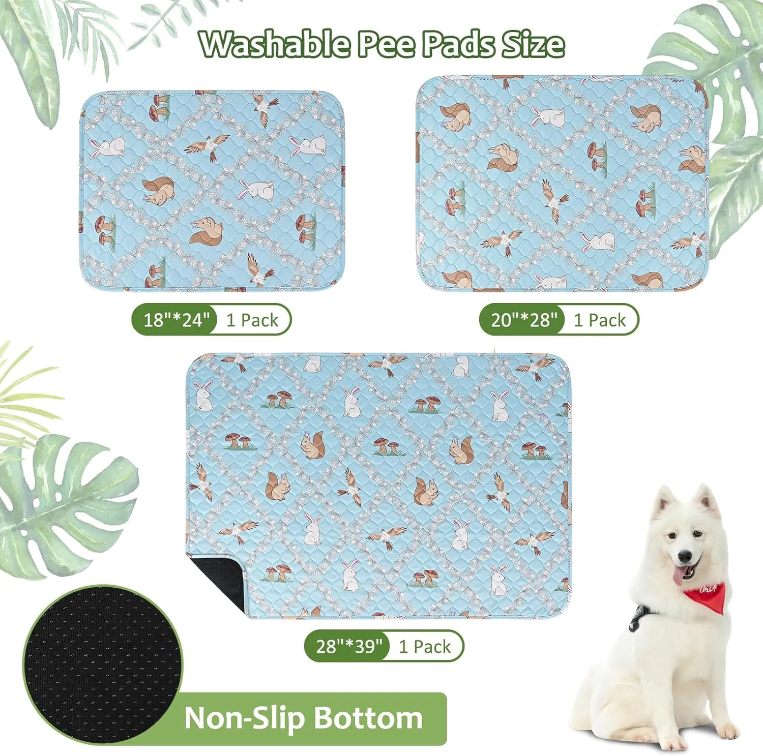Washable Pee Pads for Dogs, 18'' x 24'' Reusable Puppy Pads, Waterproof Pet Pads for Dog Cat, Absorbing Training Pads, Puppy Potty Pads with Waterproof Bottom (18" x 24")