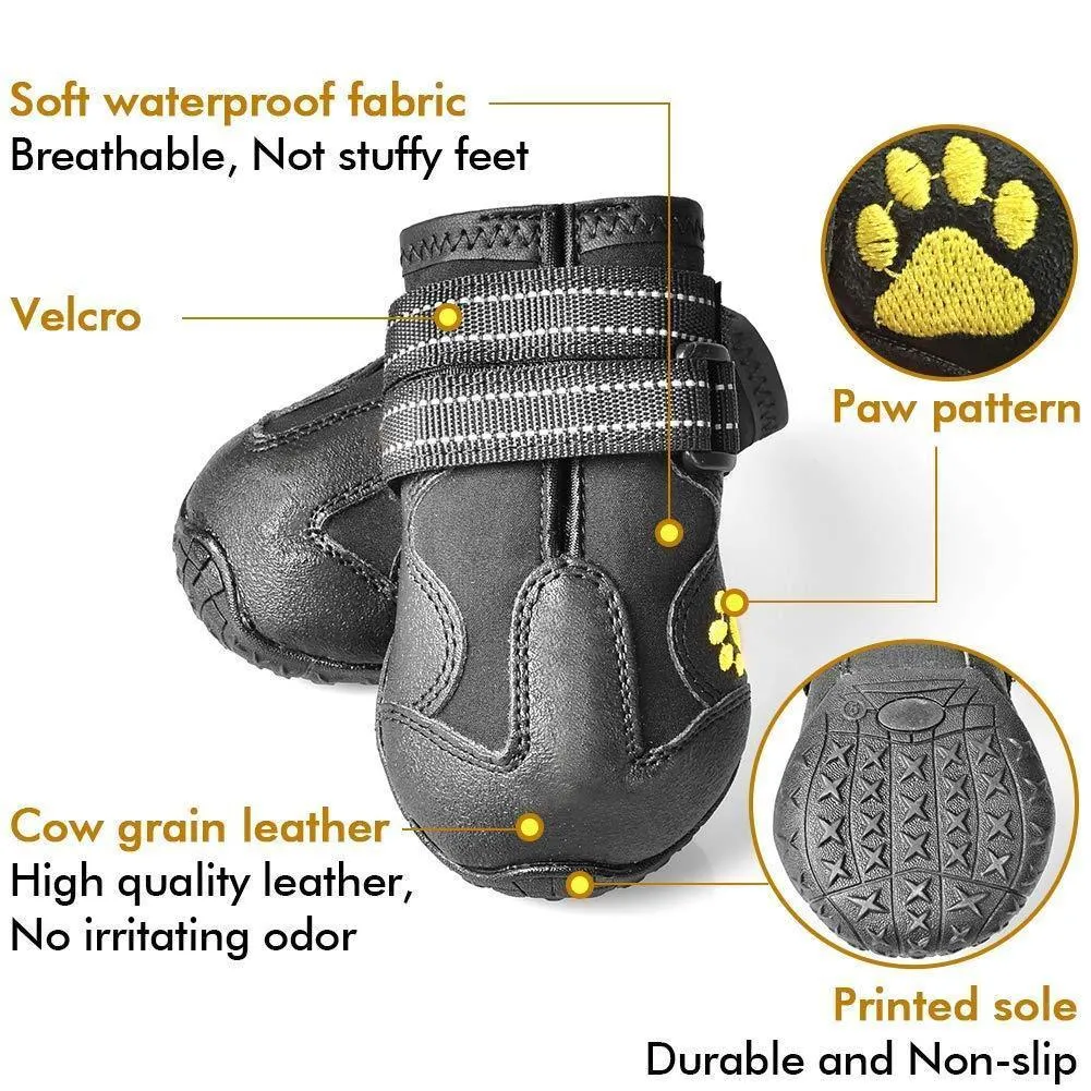 Waterproof Dog Shoes Boot with Reflective Rugged Anti-Slip Sole