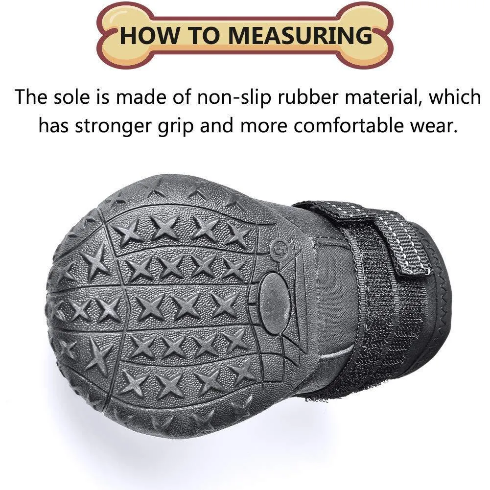 Waterproof Dog Shoes Boot with Reflective Rugged Anti-Slip Sole