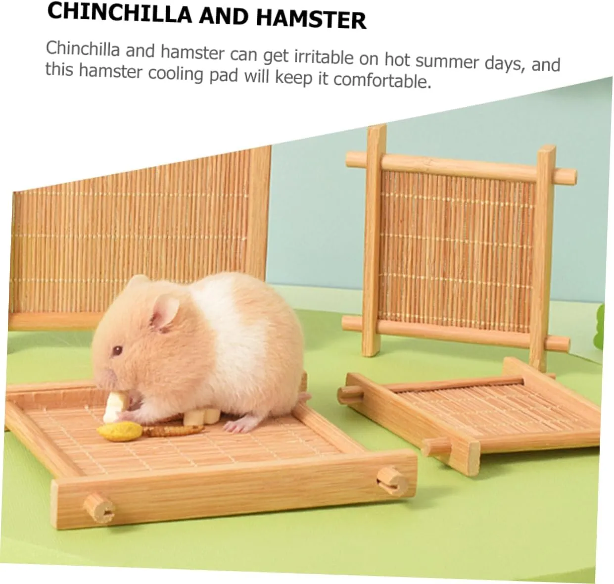 Yardwe Hamster Cooling Bed Bamboo Mat for Small Pet Light Comfortable Summer Pad