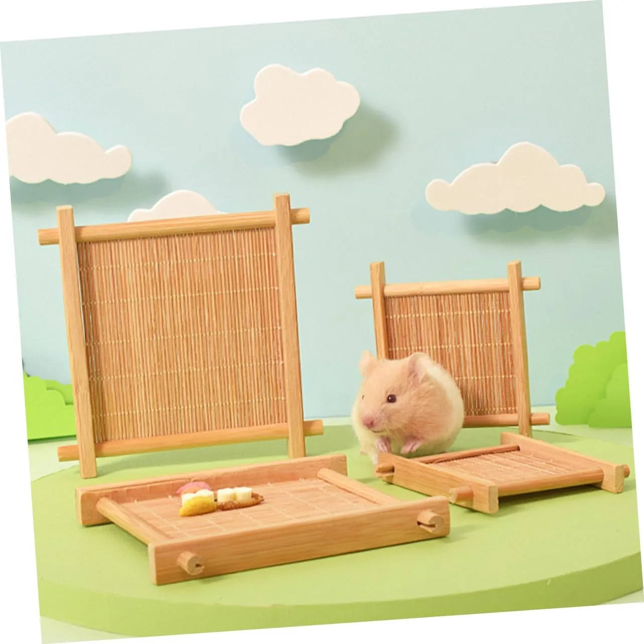 Yardwe Hamster Cooling Bed Bamboo Mat for Small Pet Light Comfortable Summer Pad
